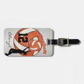 オレンジと白のスポーティバレーボール ラゲッジタグ (正面横)