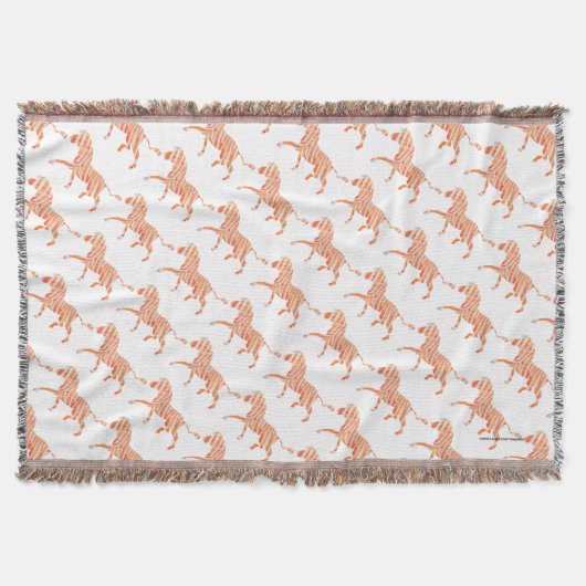 オレンジと白のゼブラシルエット スローブランケット (正面)