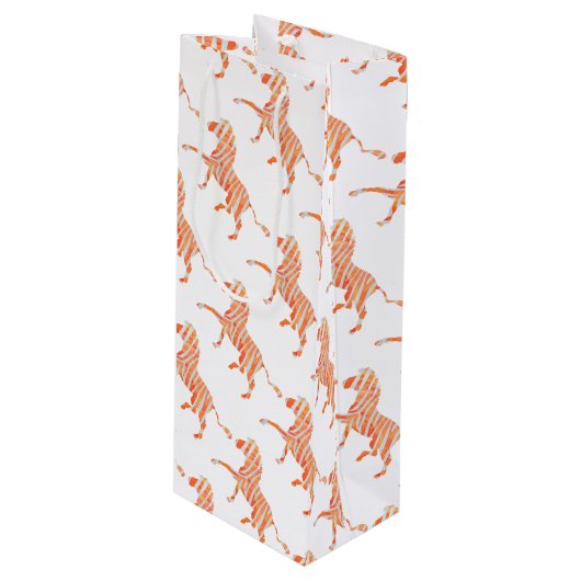 オレンジと白のゼブラシルエット ワインギフトバッグ (正面アングル)