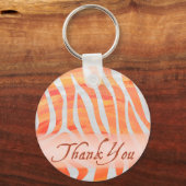 オレンジと白のゼブラパターンありがとう キーホルダー (正面)