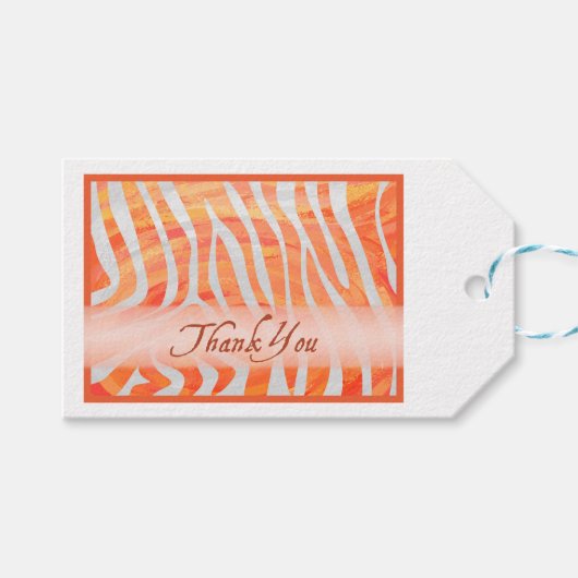 オレンジと白のゼブラパターンありがとう ギフトタグ (正面(横))