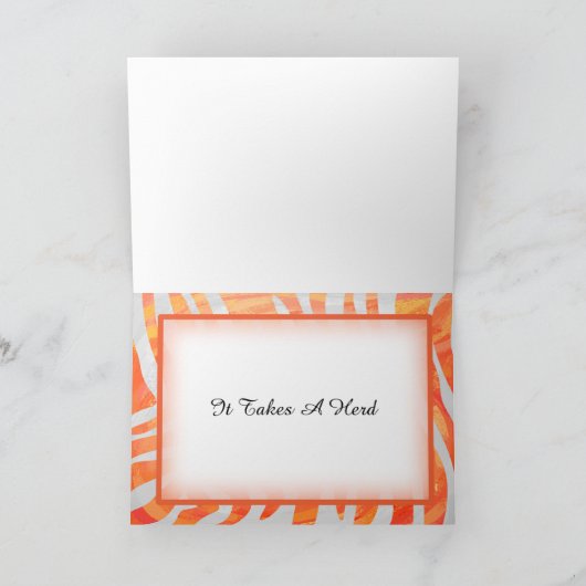 オレンジと白のゼブラパターンありがとう サンキューカード (内部)