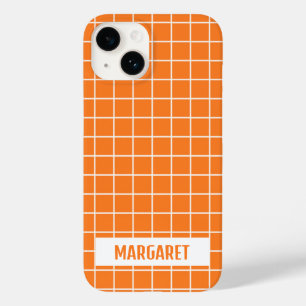 オレンジと白のタイルブロックのカスタム Case-Mate iPhone 14ケース
