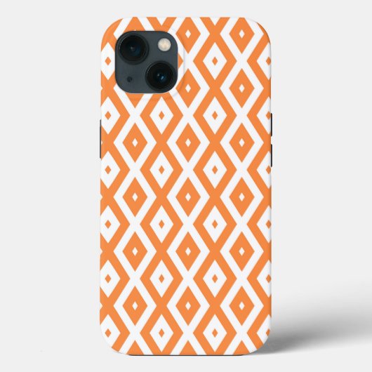 オレンジと白のダイヤモンドパターンケースメイトiPhone Case-Mate iPhoneケース (裏面)