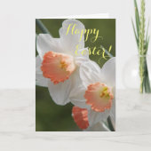 オレンジと白のダッフォジルのフローラ復活祭 シーズンカード (正面)