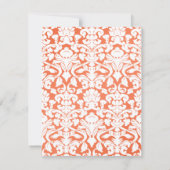 オレンジと白のダマスクの返信カード 招待状 (裏面)