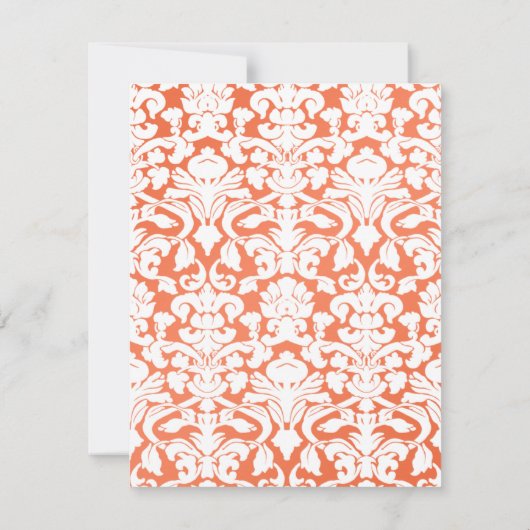 オレンジと白のダマスクの返信カード 招待状 (裏面)