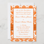 オレンジと白のダマスク結婚式招待状　リボン付き 招待状 (裏面)