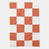 オレンジと白のチェッカーボードパターン キッチンタオル (縦)