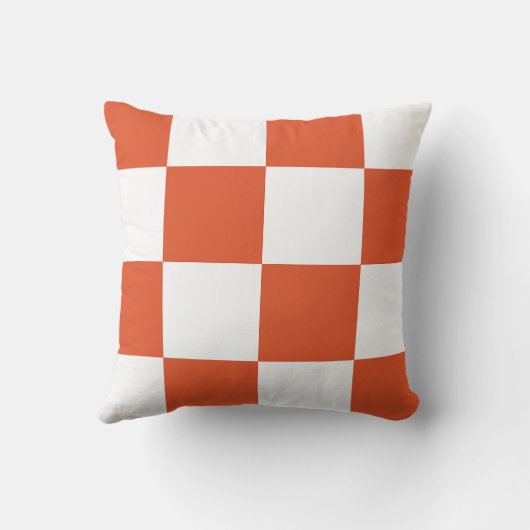 オレンジと白のチェッカーボードパターン クッション (裏面)