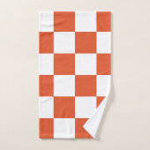 オレンジと白のチェッカーボードパターン バスタオルセット (ハンドタオル)