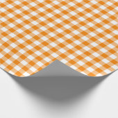 オレンジと白のチェック用格子模様の包装紙 ラッピングペーパー (角)