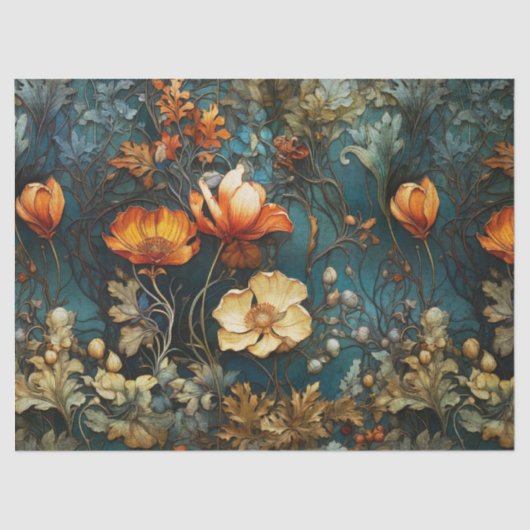 オレンジと白のテクスチャ付き花の切り離し 薄葉紙 (正面)