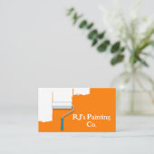 オレンジと白のドライ絵を描プのプロフェッショナル画家 名刺 (スタンド正面)