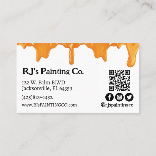 オレンジと白のドライ絵を描プのプロフェッショナル画家 名刺 (裏面)