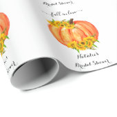 オレンジと白のハロウィン ウェディング シャワーのためのパンプキン ブライダル シャワー  ラッピングペーパー (ロールコーナー)