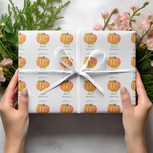 オレンジと白のハロウィン ウェディング シャワーパーティー ラッピングペーパー