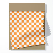 オレンジと白のパタ市松模様にーン ファブリック