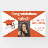 オレンジと白のビニールの卒業写真 横断幕 (横)