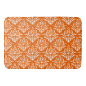 オレンジと白のフローラアールデコパターン バスマット (正面)