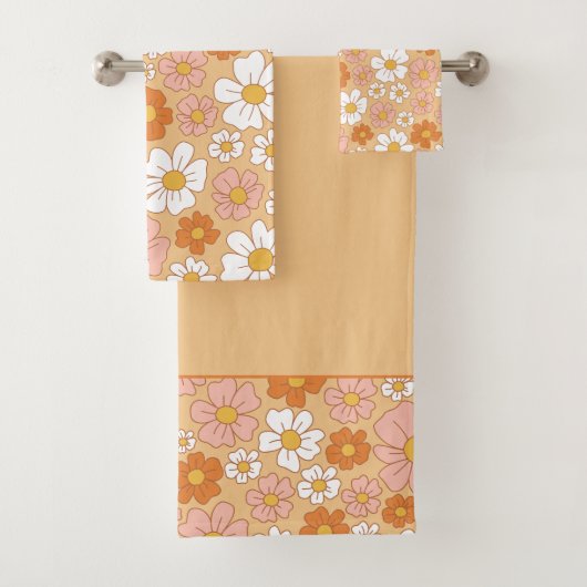 オレンジと白のフローラバスタオルセット バスタオルセット (インサイチュ)