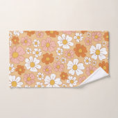 オレンジと白のフローラバスタオルセット バスタオルセット (ハンドタオル)