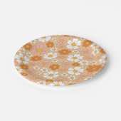 オレンジと白のフローラ紙プレート ペーパープレート (アングル)