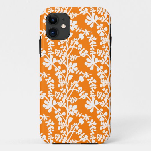 オレンジと白のフローラ繰り返しパターン Case-Mate iPhoneケース (裏面)