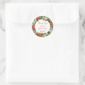 オレンジと白のポピーの花カスタムありがとう ラウンドシール (バッグ)