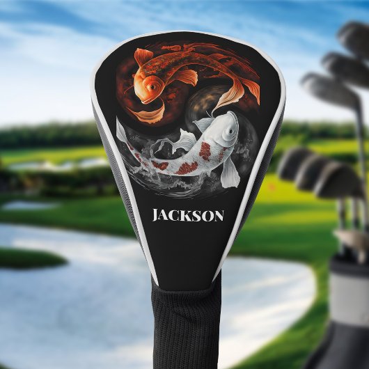 オレンジと白のラッキーフィッシュコイジャパンカスタムアート ゴルフヘッドカバー