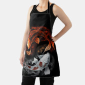 オレンジと白のラッキーフィッシュコイ日本美術 エプロン (インサイチュ)