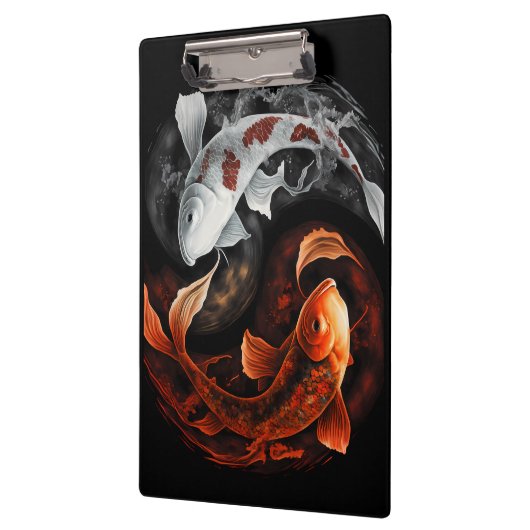 オレンジと白のラッキーフィッシュコイ日本美術 クリップボード (左)