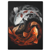 オレンジと白のラッキーフィッシュコイ日本美術 クリップボード (裏面)