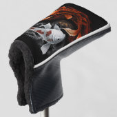 オレンジと白のラッキーフィッシュコイ日本美術 ゴルフヘッドカバー (3/4 正面)