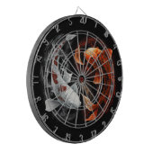 オレンジと白のラッキーフィッシュコイ日本美術 ダーツボード (正面左)