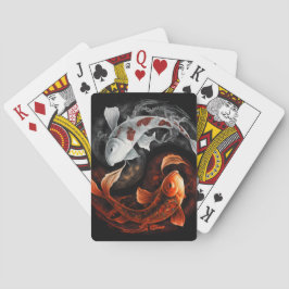 オレンジと白のラッキーフィッシュコイ日本美術 トランプ