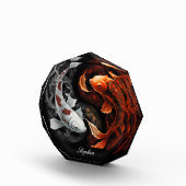 オレンジと白のラッキーフィッシュコイ日本美術 フォトブロック (右)