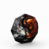 オレンジと白のラッキーフィッシュコイ日本美術 フォトブロック (左)