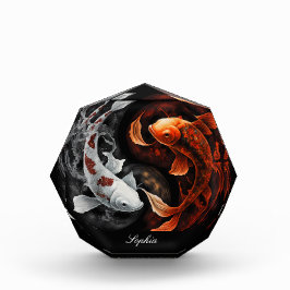 オレンジと白のラッキーフィッシュコイ日本美術 フォトブロック