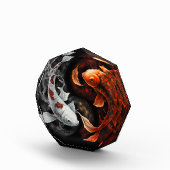 オレンジと白のラッキーフィッシュコイ日本美術 フォトブロック (右)