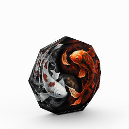 オレンジと白のラッキーフィッシュコイ日本美術 フォトブロック