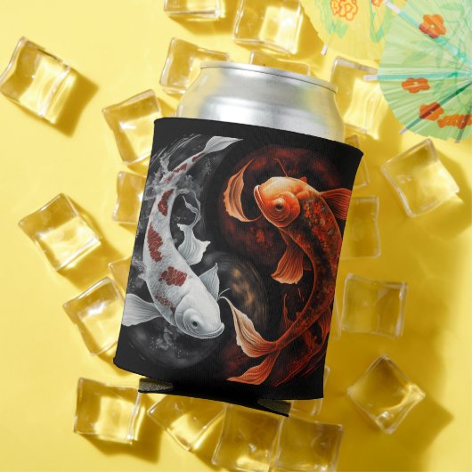 オレンジと白のラッキーフィッシュコイ日本美術 缶クーラー (インサイチュ 夏)