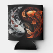 オレンジと白のラッキーフィッシュコイ日本美術 缶クーラー (裏面)