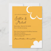 オレンジと白のレトロな花の結婚式 招待状 (正面)