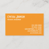 オレンジと白のレトロ はっきりした 名刺 (裏面)