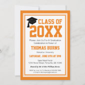 オレンジと白の写真卒業パーティー 招待状 (正面)