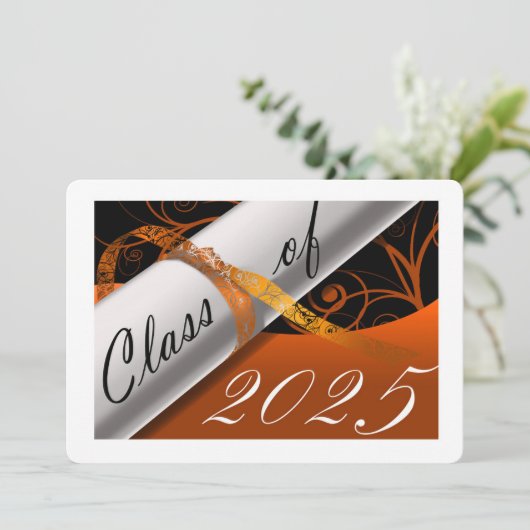 オレンジと白の卒業発表 招待状 (スタンド正面)