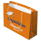 オレンジと白の卒業祝い ラージペーパーバッグ (裏面アングル)