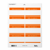 オレンジと白の名企業の前タグ – ラベル (フルシート)