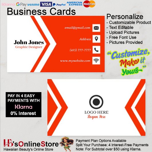 オレンジと白の名刺14パック100 名刺